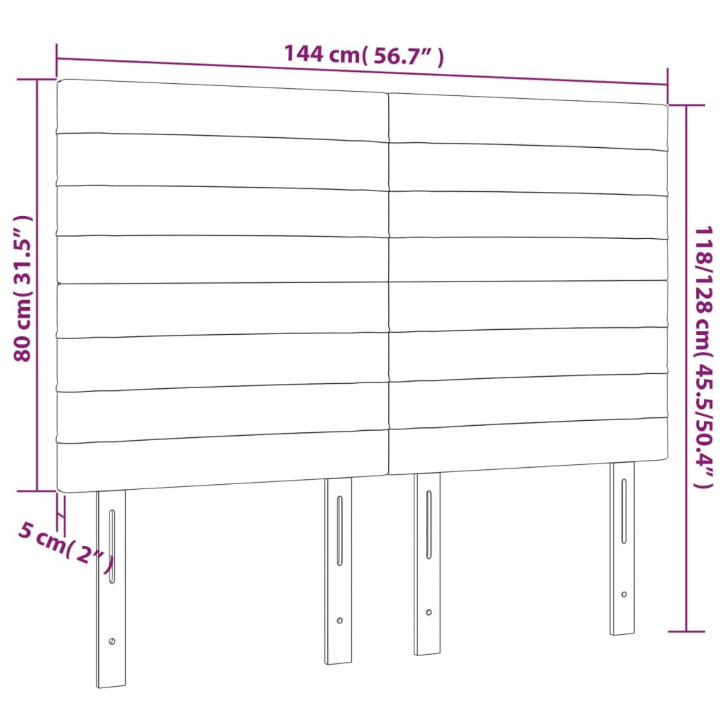 LED Kopfteil Hellgrau 144x5x118/128 cm Stoff