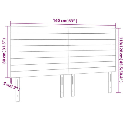 LED Kopfteil Taupe 160x5x118/128 cm Stoff