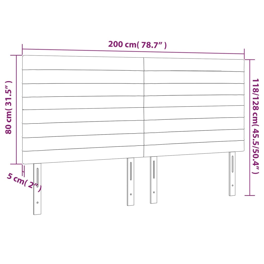 LED Kopfteil Taupe 200x5x118/128 cm Stoff