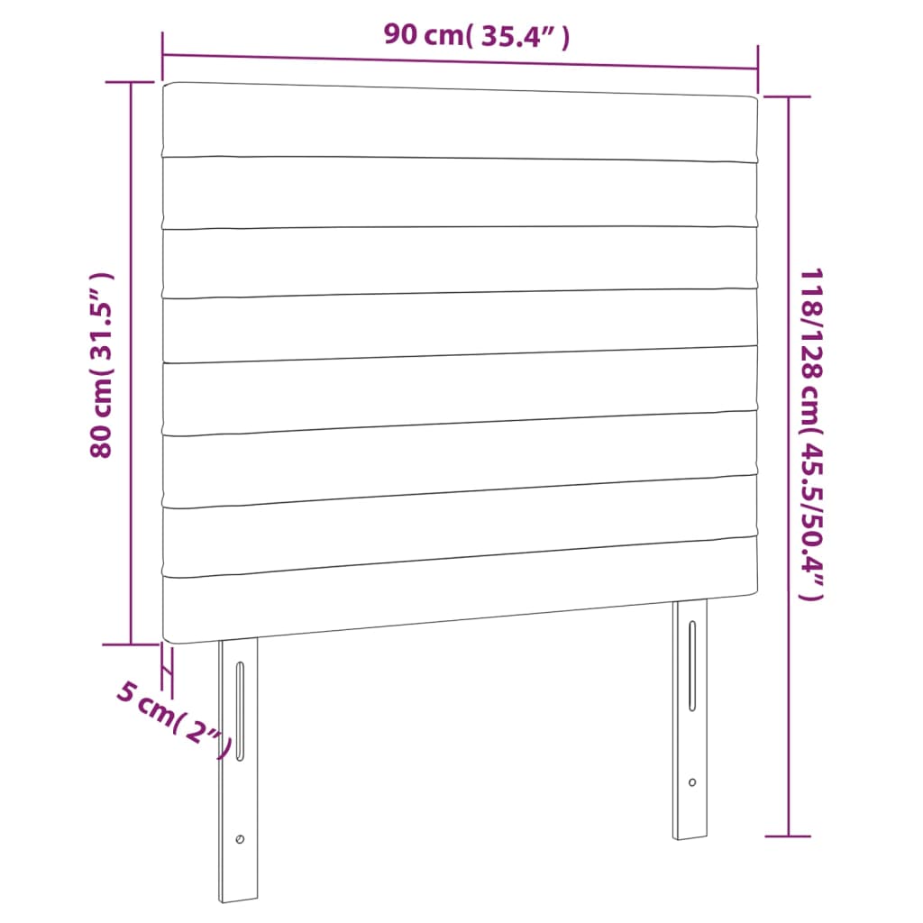 LED Kopfteil Rosa 90x5x118/128 cm Samt