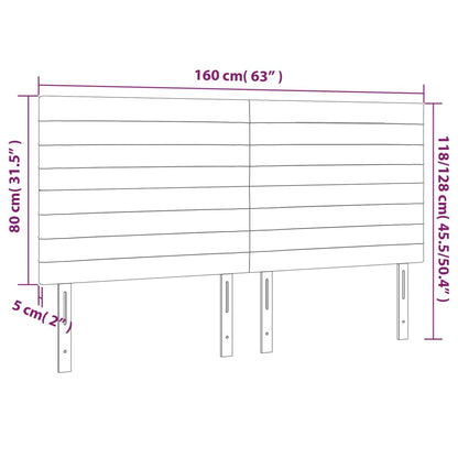 LED Kopfteil Rosa 160x5x118/128 cm Samt