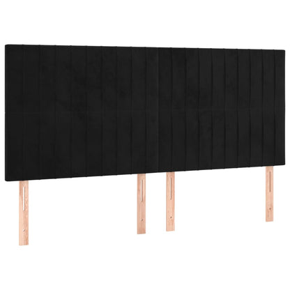 LED Kopfteil Schwarz 180x5x118/128 cm Samt