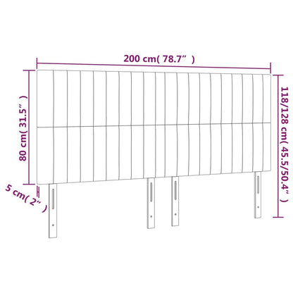 LED Kopfteil Rosa 200x5x118/128 cm Samt