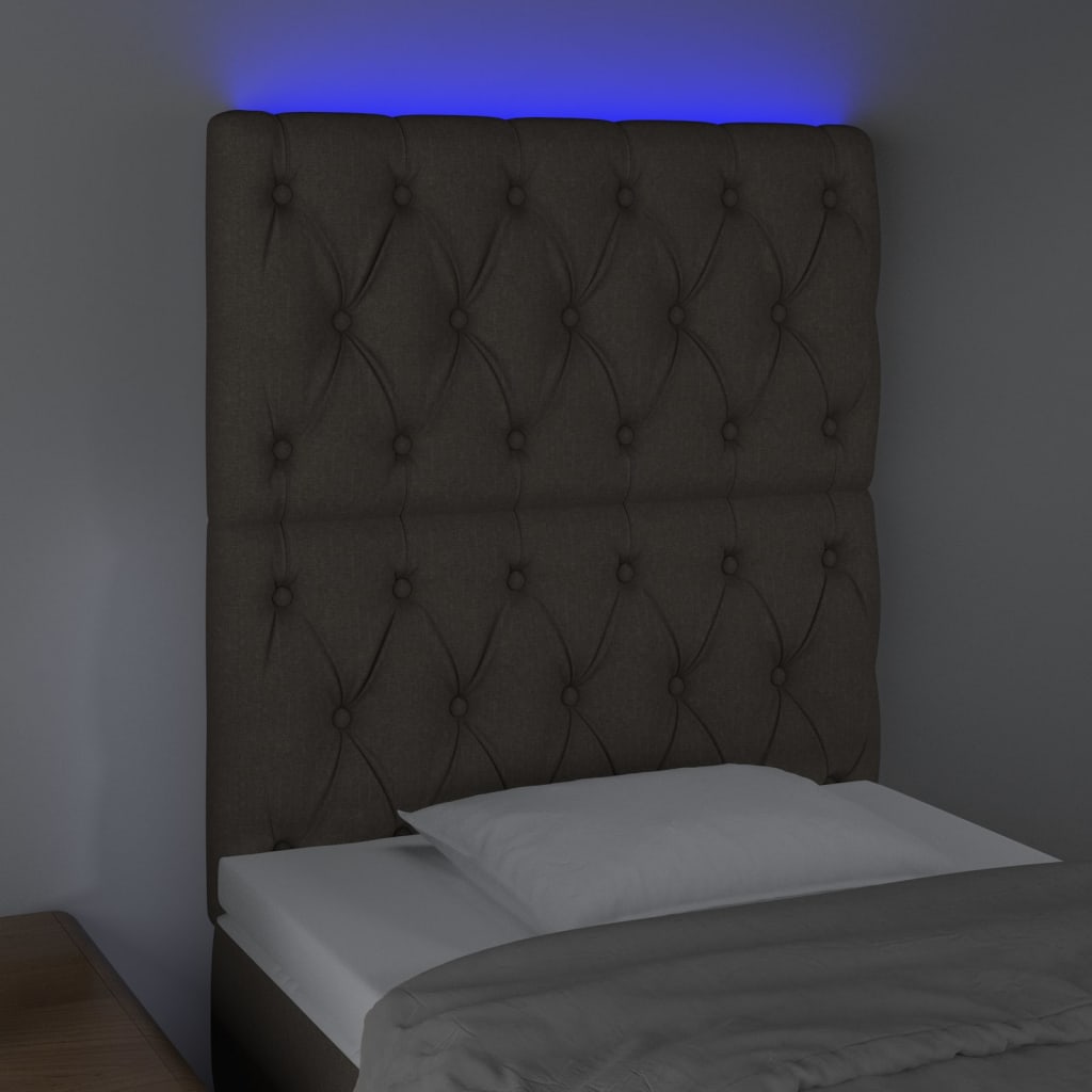 LED Kopfteil Taupe 80x7x118/128 cm Stoff