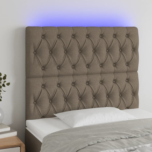 LED Kopfteil Taupe 90x7x118/128 cm Stoff