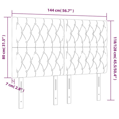 LED Kopfteil Creme 144x7x118/128 cm Stoff