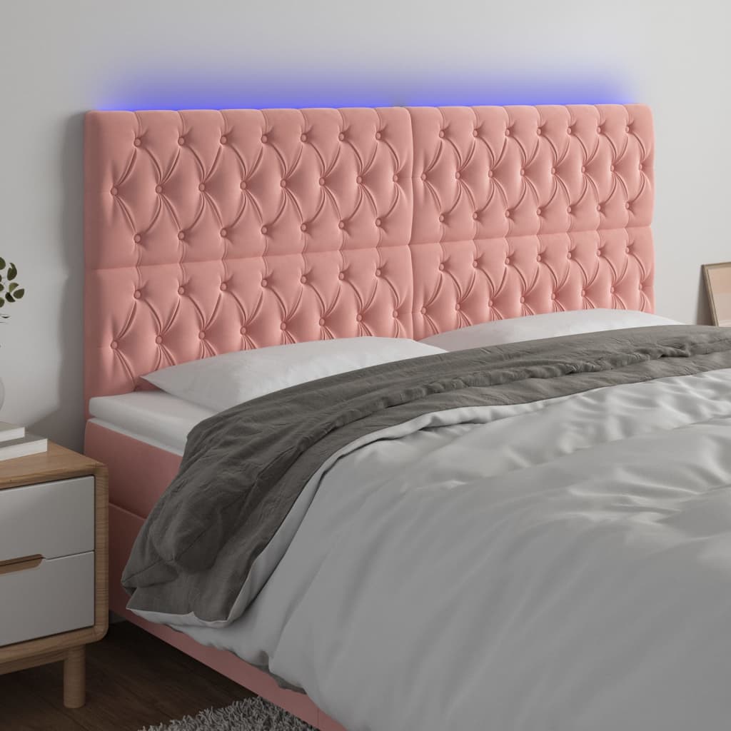 LED Kopfteil Rosa 180x7x118/128 cm Samt