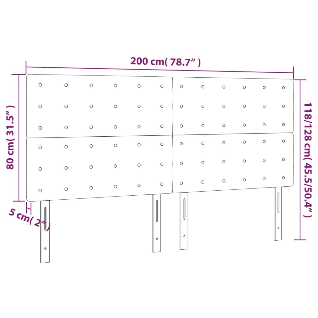 LED Kopfteil Dunkelgrau 200x5x118/128 cm Samt