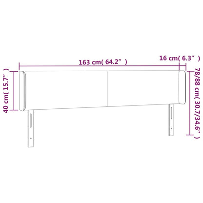 LED Kopfteil Dunkelgrau 163x16x78/88 cm Samt