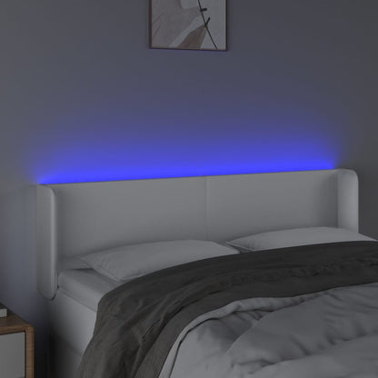 LED Kopfteil Weiß 147x16x78/88 cm Kunstleder