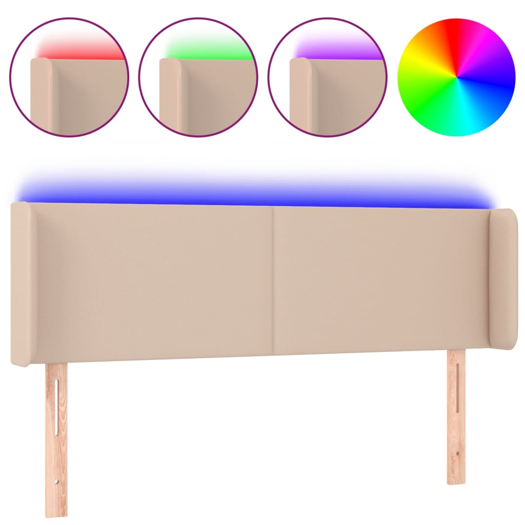 LED Kopfteil Cappuccino-Braun 147x16x78/88 cm Kunstleder