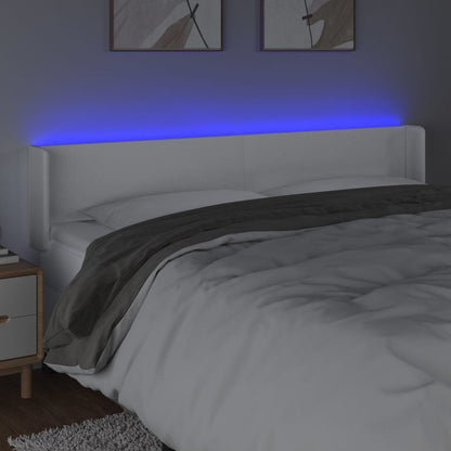 LED Kopfteil Weiß 163x16x78/88 cm Kunstleder