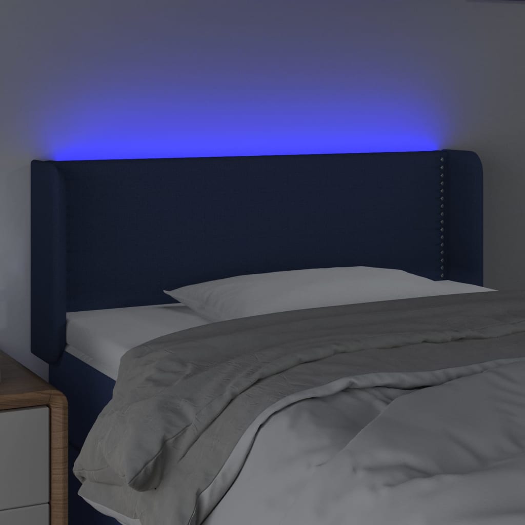 LED Kopfteil Blau 93x16x78/88 cm Stoff