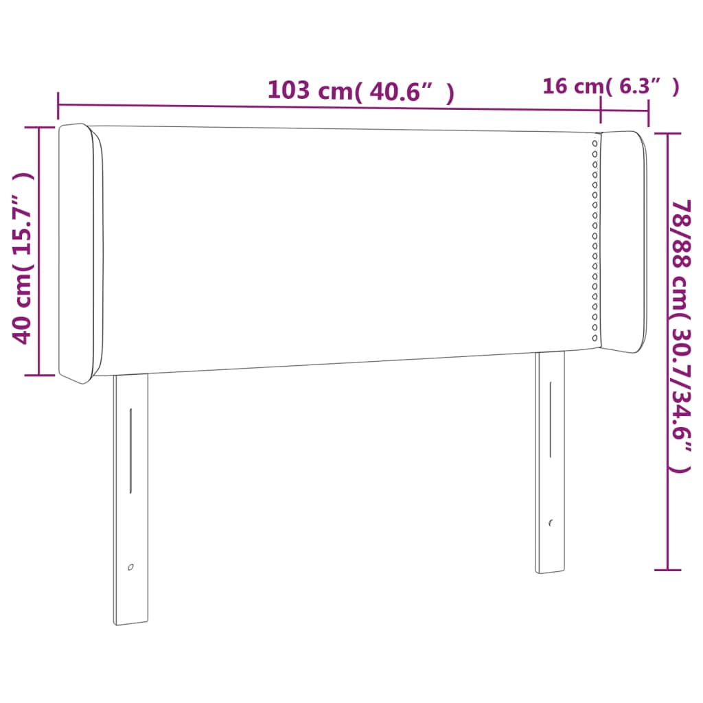 LED Kopfteil Taupe 103x16x78/88 cm Stoff