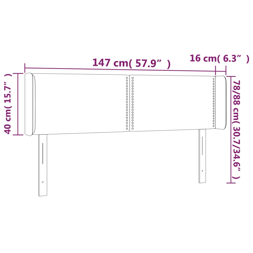 LED Kopfteil Hellgrau 147x16x78/88 cm Stoff