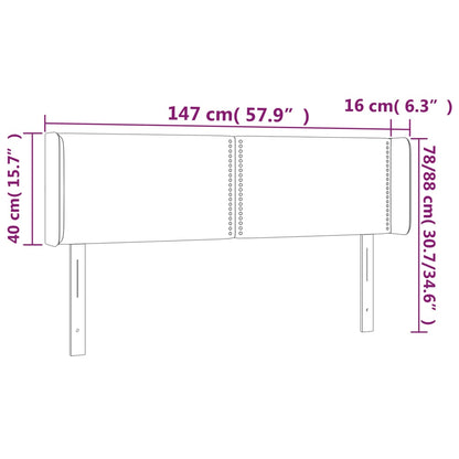 LED Kopfteil Dunkelbraun 147x16x78/88 cm Stoff