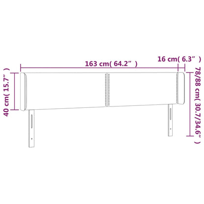 LED Kopfteil Hellgrau 163x16x78/88 cm Stoff