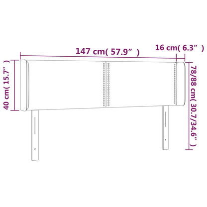 LED Kopfteil Schwarz 147x16x78/88 cm Samt