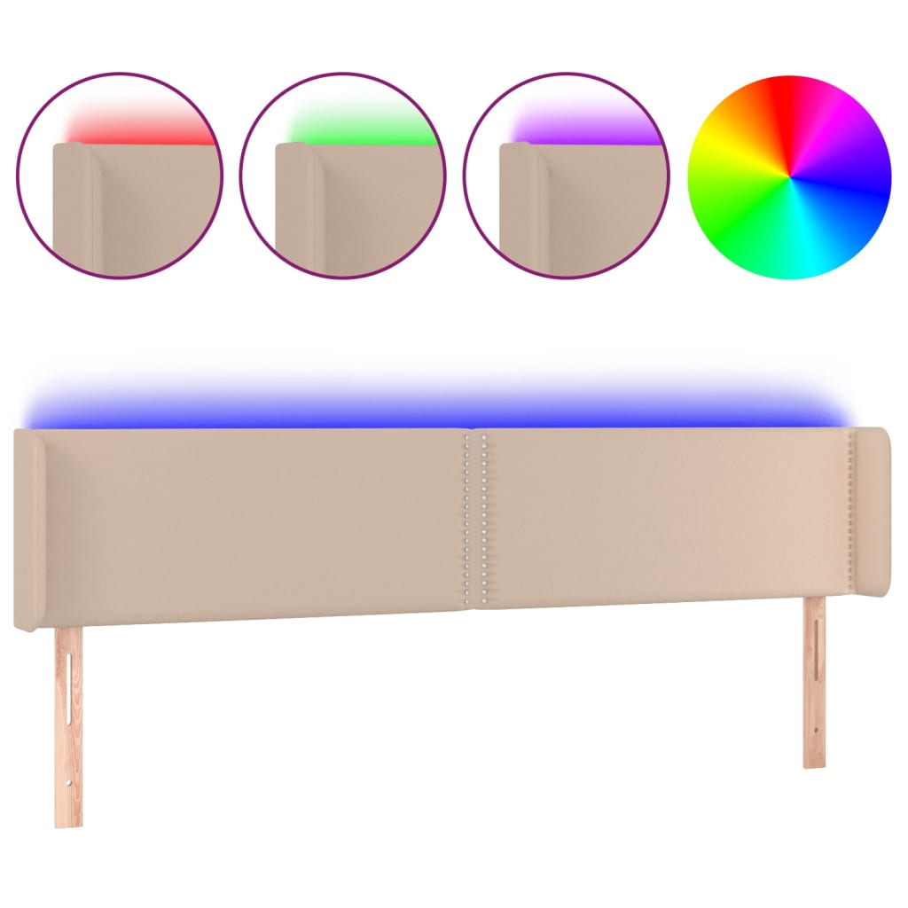 LED Kopfteil Cappuccino-Braun 183x16x78/88 cm Kunstleder