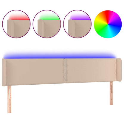 LED Kopfteil Cappuccino-Braun 183x16x78/88 cm Kunstleder