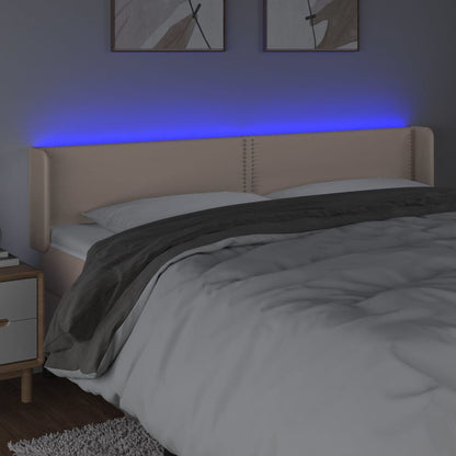 LED Kopfteil Cappuccino-Braun 183x16x78/88 cm Kunstleder