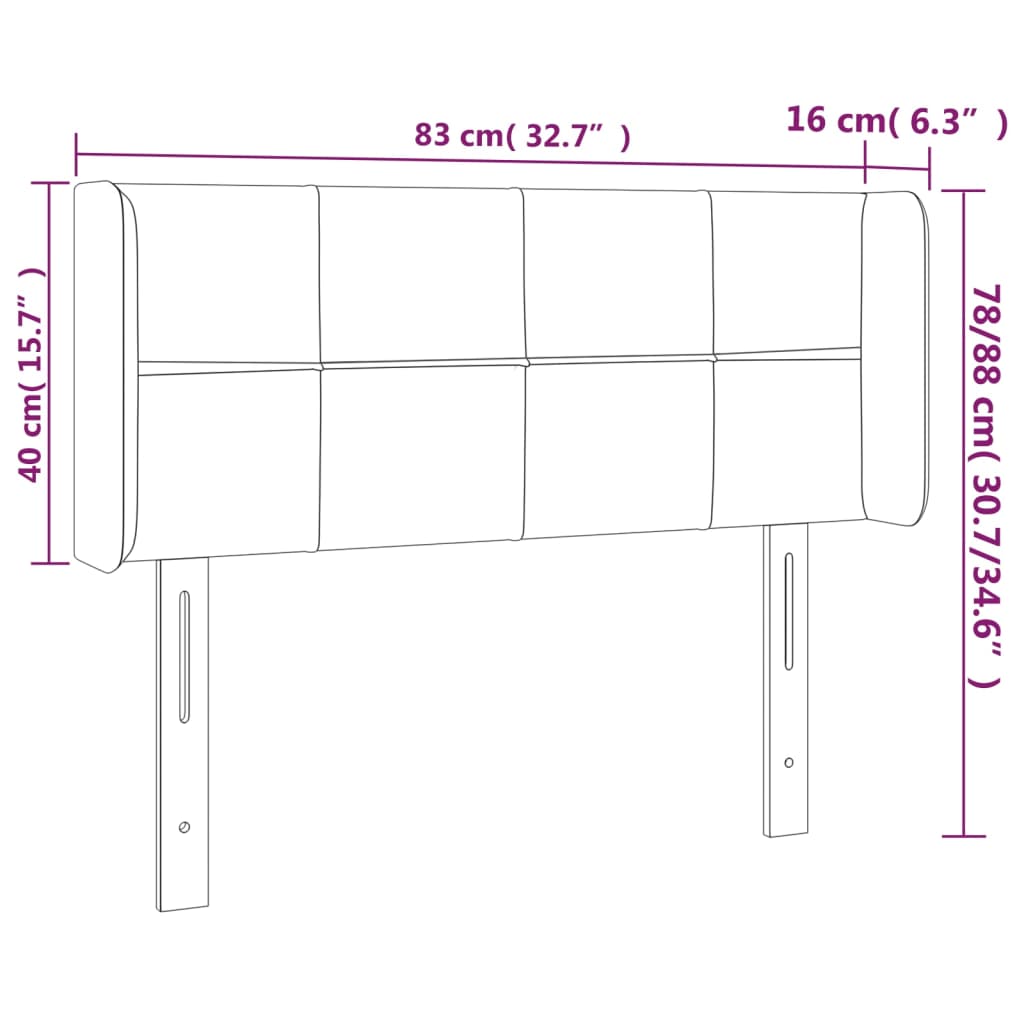 LED Kopfteil Dunkelbraun 83x16x78/88 cm Stoff