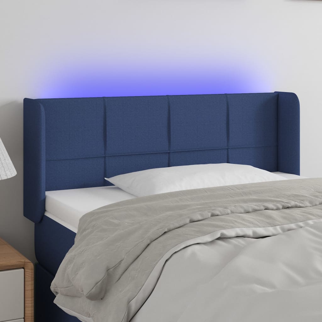 LED Kopfteil Blau 83x16x78/88 cm Stoff