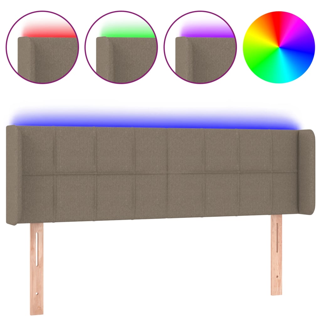 LED Kopfteil Taupe 147x16x78/88 cm Stoff