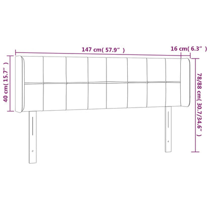 LED Kopfteil Taupe 147x16x78/88 cm Stoff