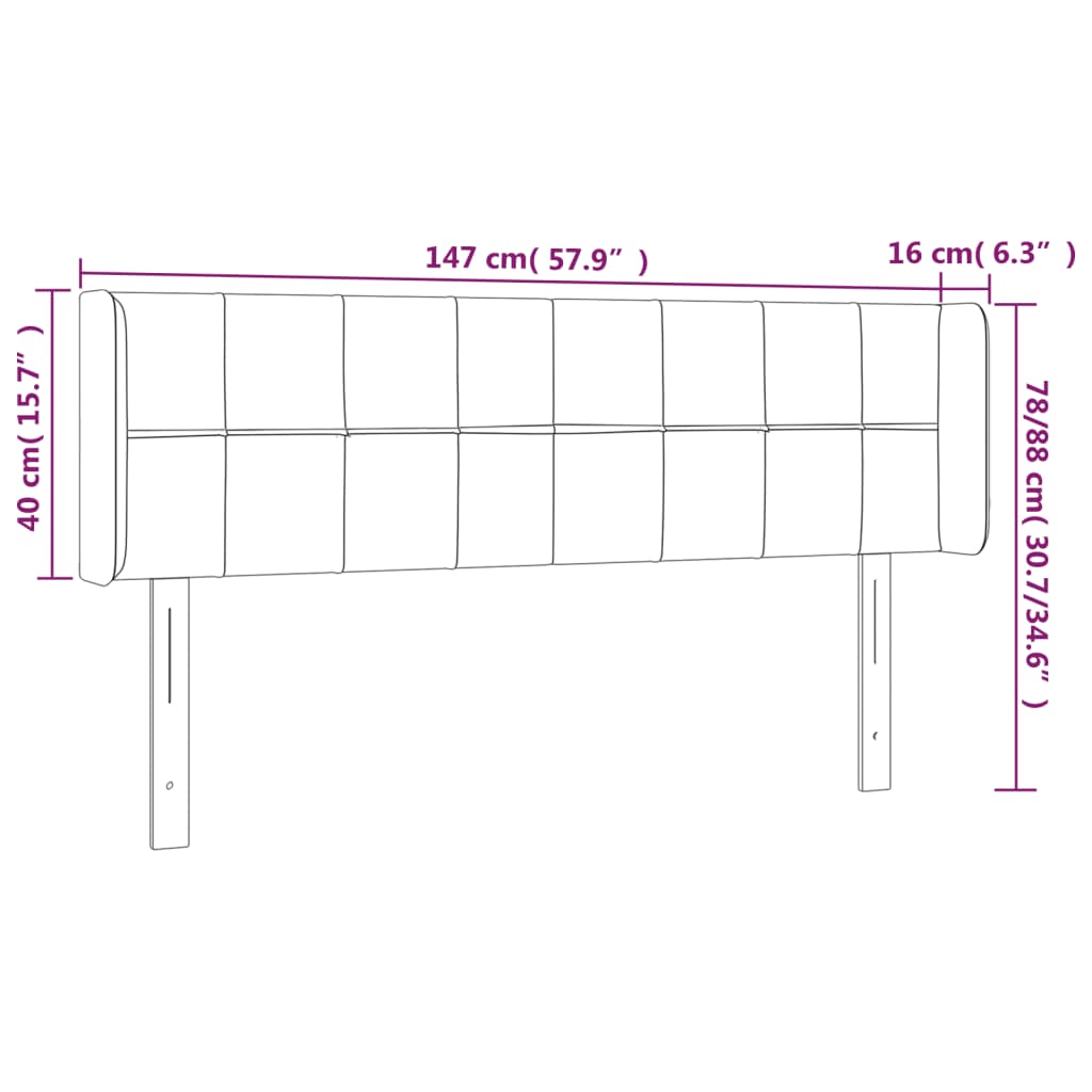 LED Kopfteil Creme 147x16x78/88 cm Stoff