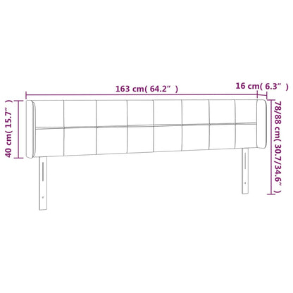 LED Kopfteil Hellgrau 163x16x78/88 cm Stoff