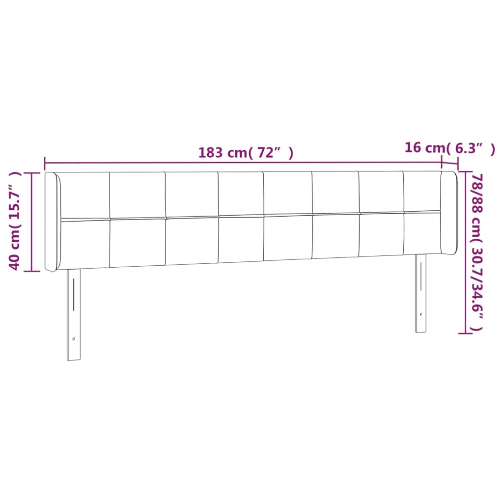 LED Kopfteil Dunkelgrau 183x16x78/88 cm Stoff