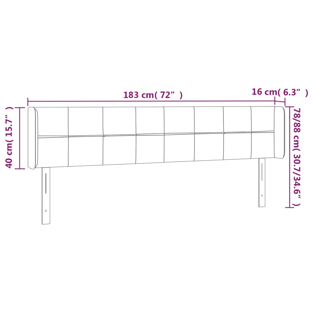 LED Kopfteil Taupe 183x16x78/88 cm Stoff