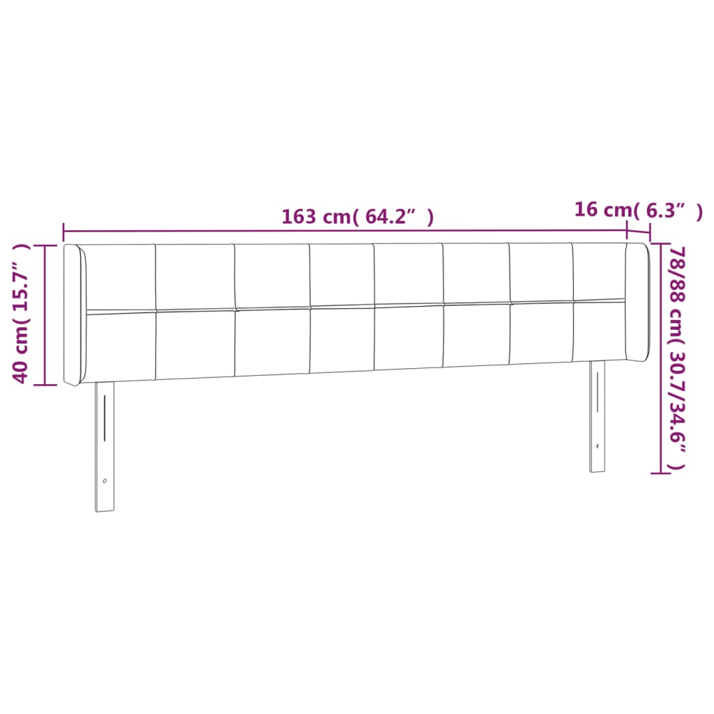 LED Kopfteil Dunkelgrau 163x16x78/88 cm Samt