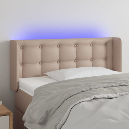 LED Kopfteil Cappuccino-Braun 93x16x78/88 cm Kunstleder