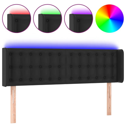 LED Kopfteil Schwarz 147x16x78/88 cm Kunstleder