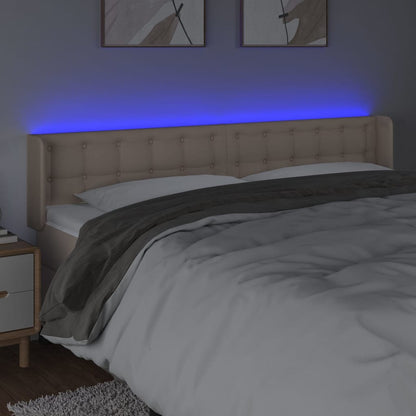 LED Kopfteil Cappuccino-Braun 183x16x78/88 cm Kunstleder