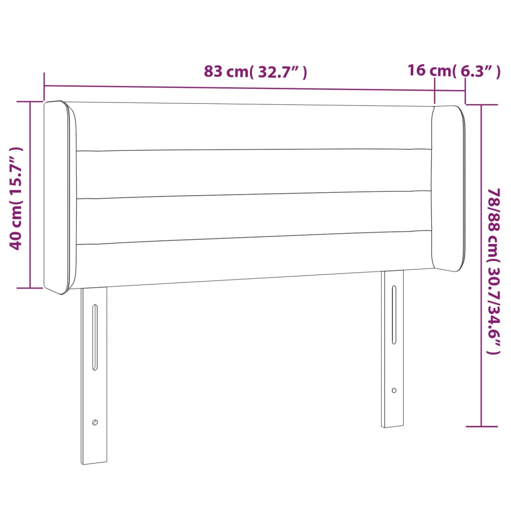 LED Kopfteil Dunkelgrau 83x16x78/88 cm Stoff