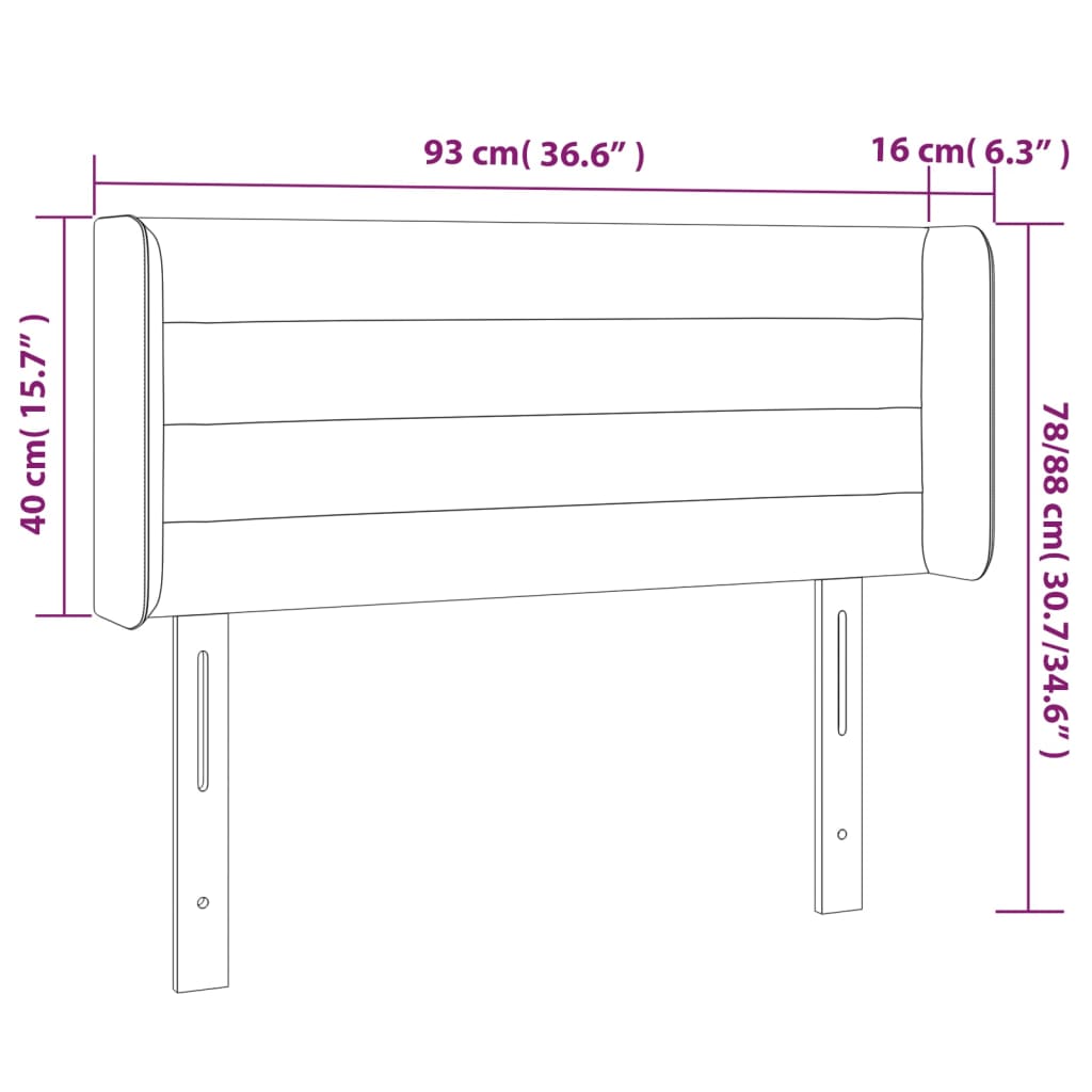 LED Kopfteil Hellgrau 93x16x78/88 cm Stoff