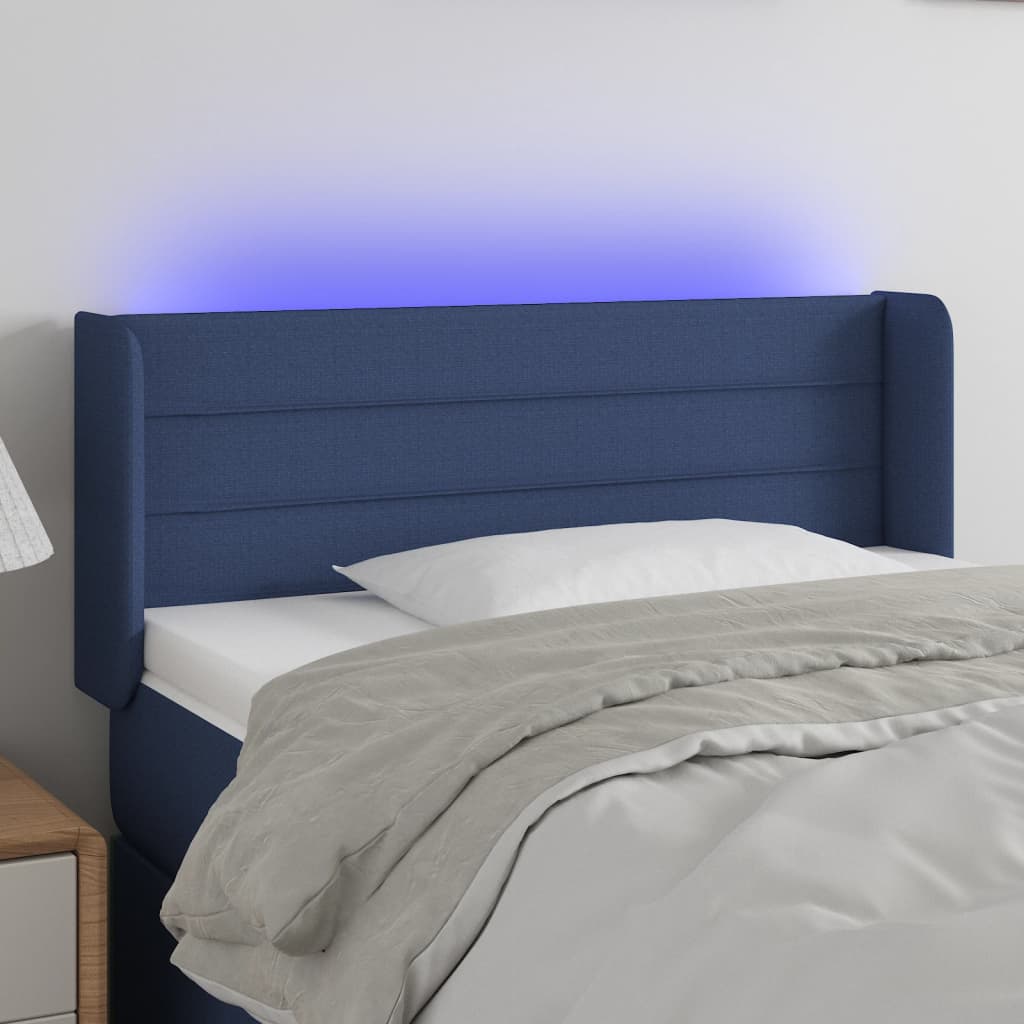 LED Kopfteil Blau 93x16x78/88 cm Stoff