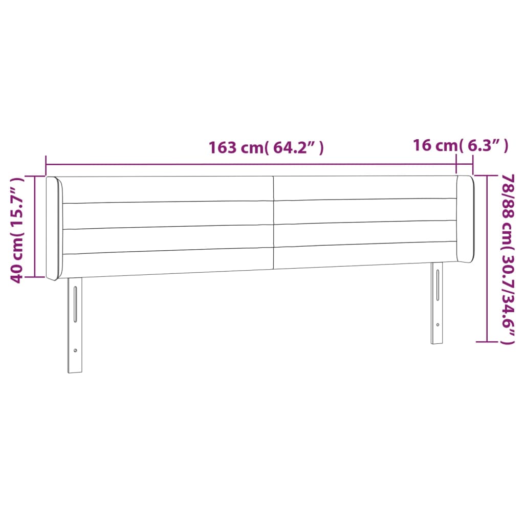 LED Kopfteil Hellgrau 163x16x78/88 cm Stoff