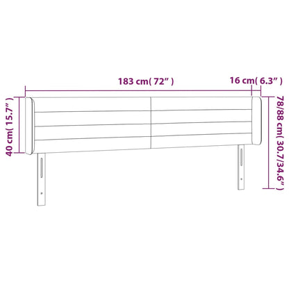 LED Kopfteil Dunkelbraun 183x16x78/88 cm Stoff