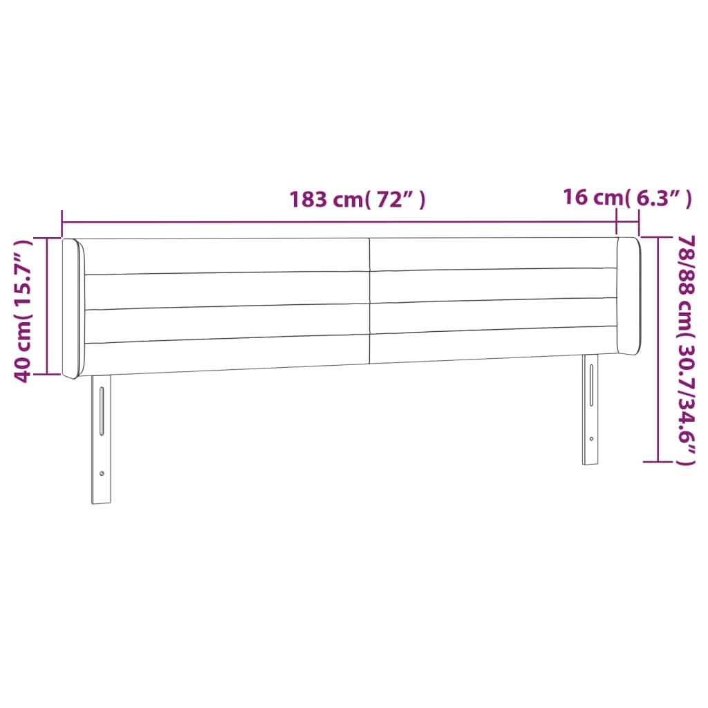 LED Kopfteil Blau 183x16x78/88 cm Stoff