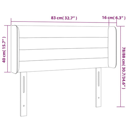 LED Kopfteil Schwarz 83x16x78/88 cm Samt