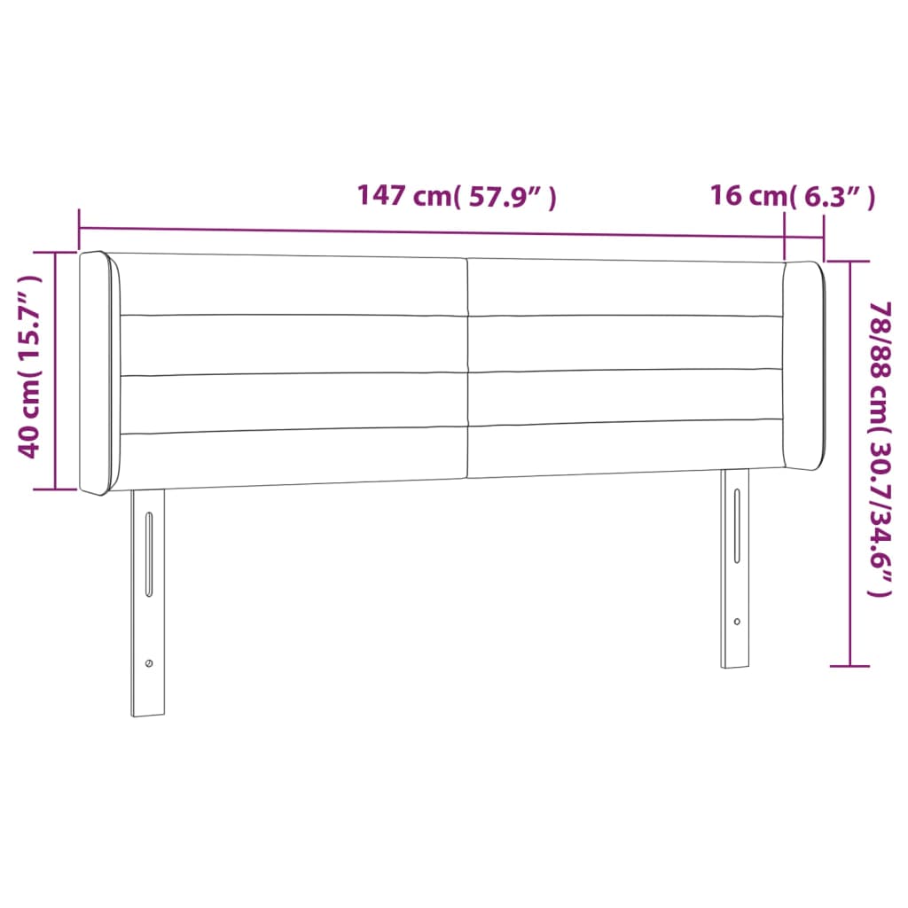 LED Kopfteil Dunkelgrau 147x16x78/88 cm Samt