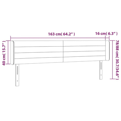 LED Kopfteil Schwarz 163x16x78/88 cm Samt