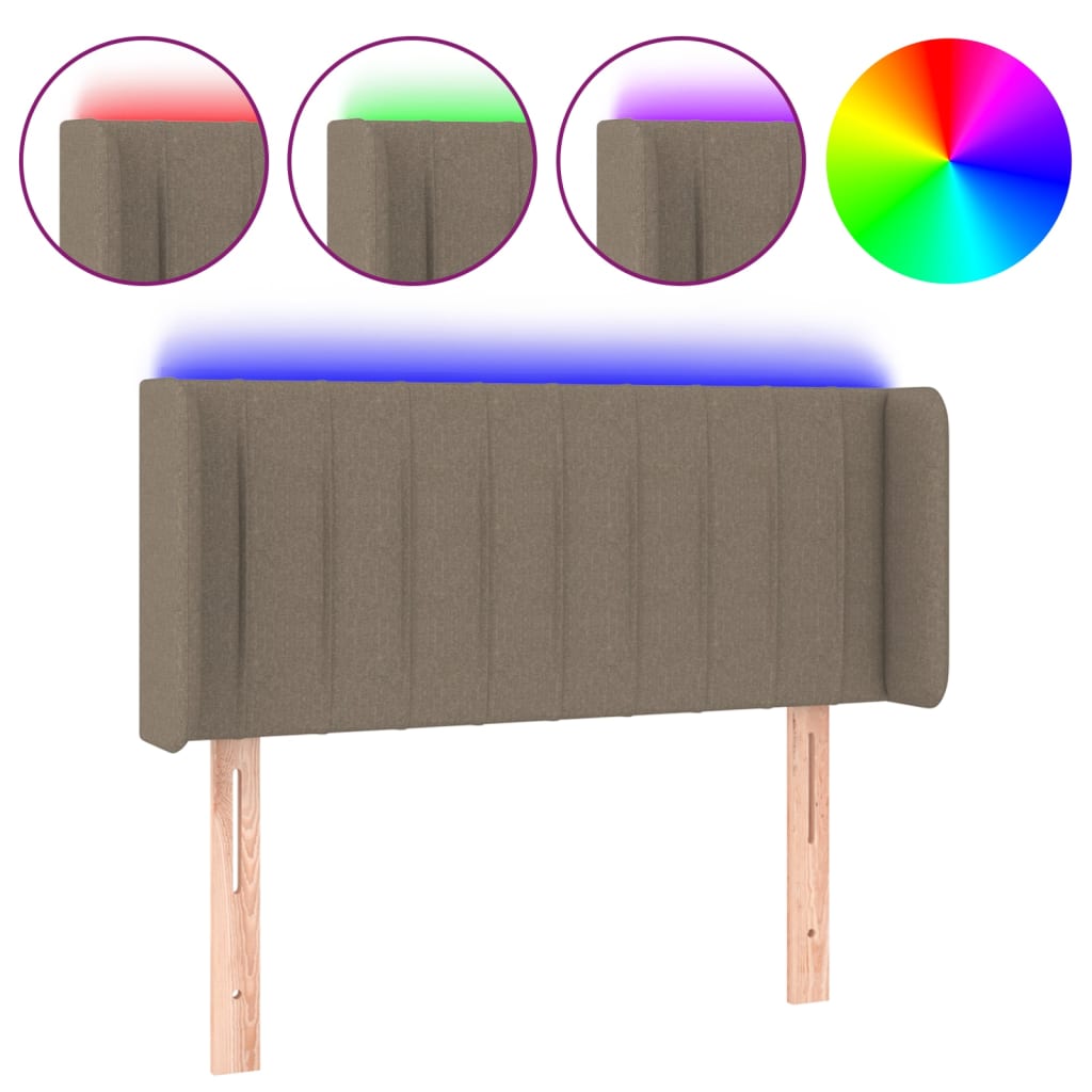 LED Kopfteil Taupe 83x16x78/88 cm Stoff