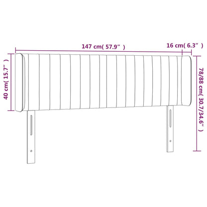 LED Kopfteil Hellgrau 147x16x78/88 cm Stoff