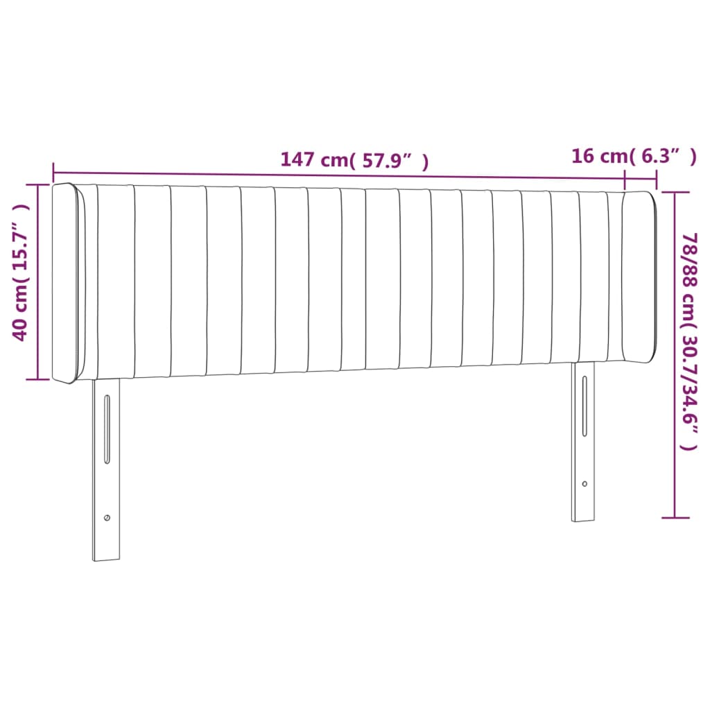 LED Kopfteil Dunkelgrau 147x16x78/88 cm Stoff