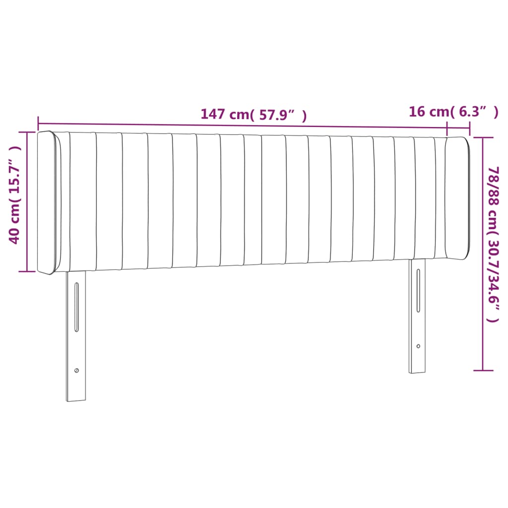 LED Kopfteil Dunkelbraun 147x16x78/88 cm Stoff